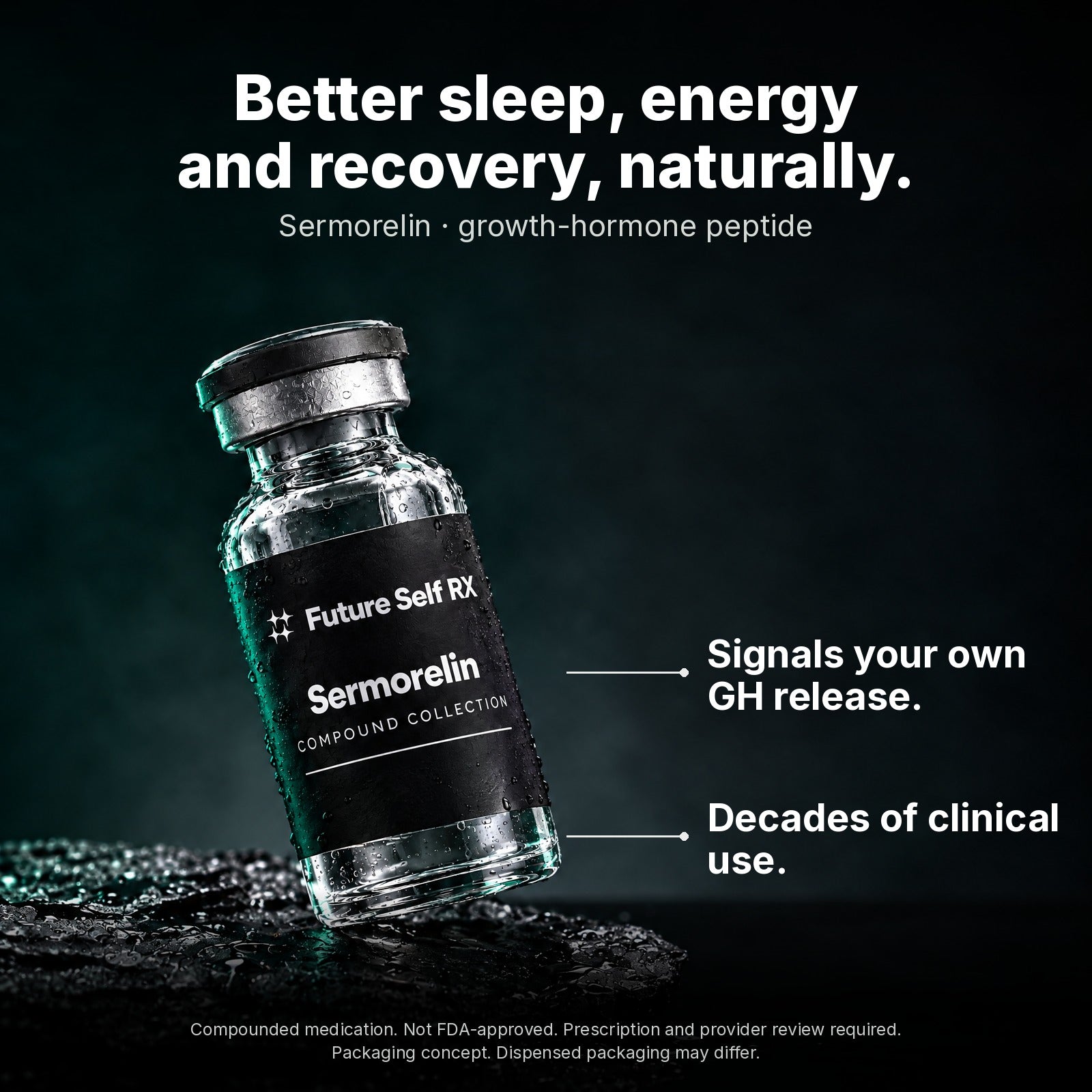 Sermorelin — product information and Sermorelin packaging concept from Future Self RX