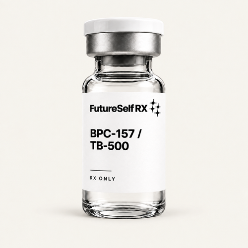 BPC-157 / TB-500 — FutureSelf RX white vial packaging concept